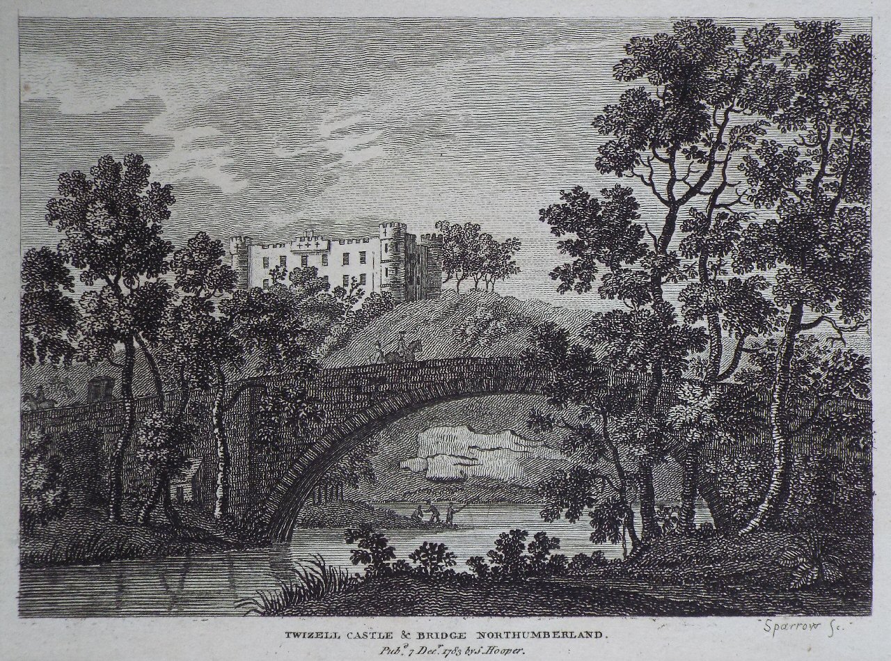 Print - Twizell Castle & Bridge, Northumberland. - 